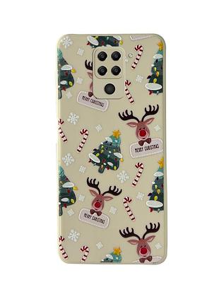 Чехол новогодний tpu для xiaomi redmi note 9 (09) елка merry christmas белый