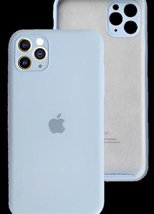 Чохол silicone case full camera protective для iphone 11 pro lilac cream блакитний