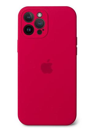 Чехол silicone case full camera protective для iphone 15 pro max - rose red