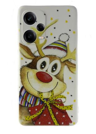 Чехол новогодний premium для xiaomi redmi note 12 pro (04) новогодний олень белый