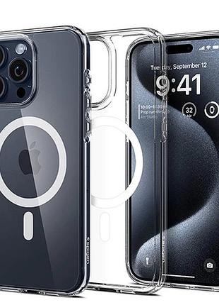 Прозрачный чехол spigen crystal with magsafe для iphone 15 pro