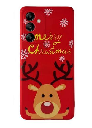 Чехол новогодний premium для samsung a14 (05) олень merry christmas красный