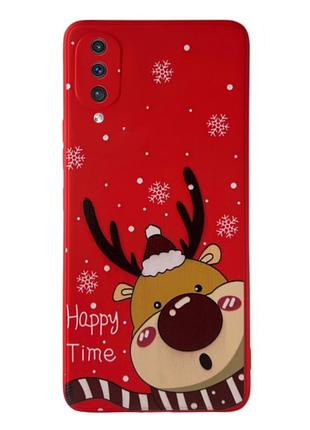 Чехол новогодний premium для samsung a50 (01) олень happy time красный
