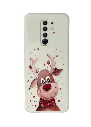 Чехол новогодний tpu для xiaomi redmi 9 (05) олень merry christmas белый
