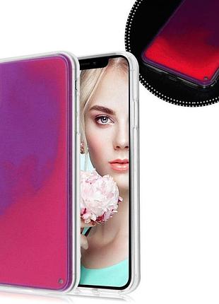 Чехол неоновый песок для iphone x/xs (03) purple фиолетовый