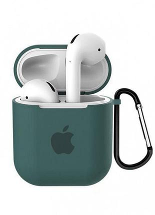 Чохол для airpods logo silicone case з карабіном (41) pine green зелений