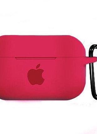 Чохол для airpods pro logo silicone case з карабіном (23) rose red бордовий