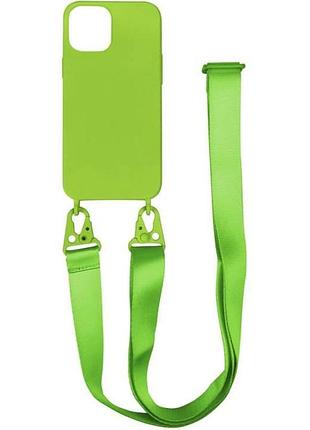 Силиконовый чехол на шнурке crossbody для iphone 13 pro (09) party green зеленый