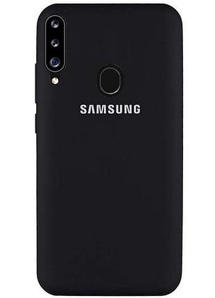 Чехол silicone case для samsung premium a20s black (03) черный