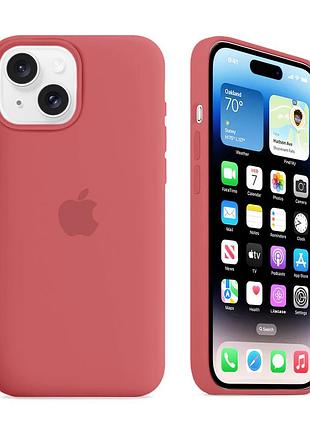 Чехол kassel silicone full case protective для iphone 14 с микрофиброй красный camellia
