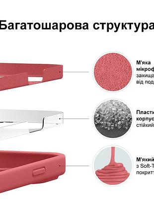 Чехол kassel silicone full case protective для iphone 14 с микрофиброй красный camellia 3