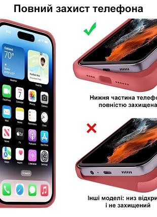 Чехол kassel silicone full case protective для iphone 14 с микрофиброй красный camellia 6
