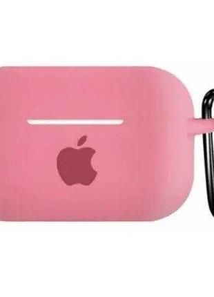 Чохол для airpods pro logo silicone case з карабіном (06) light pink рожевий