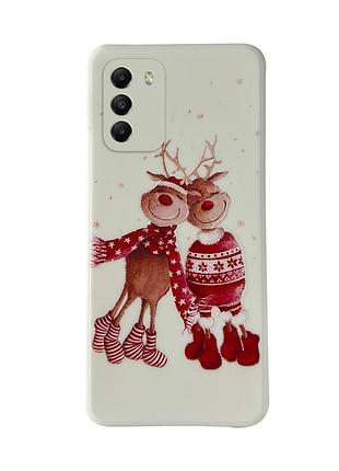 Чехол новогодний tpu для xiaomi poco m3 (07) олени пара merry christmas белый