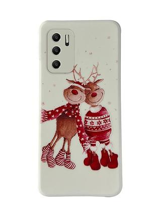 Чохол новорічний tpu для xiaomi redmi note 10 5g (07) олені пари merry christmas білий