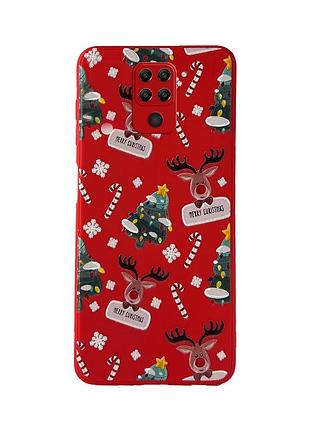 Чехол новогодний tpu для xiaomi redmi note 9 (08) елка merry christmas красный