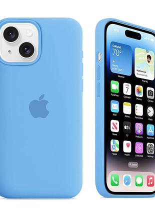 Чехол kassel silicone full case protective для iphone 15 с микрофиброй синий azure