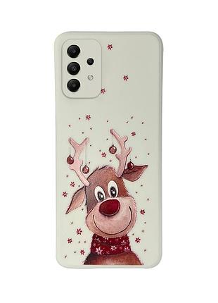 Чехол новогодний tpu для samsung a52 (05) олень merry christmas белый