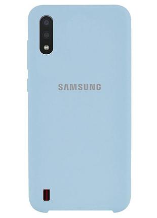 Чохол silicone case для samsung premium a01 lilac cream (11) блакитний