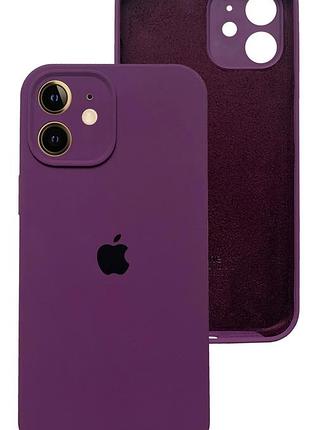 Чехол silicone case full camera protective для iphone 12 purple фиолетовый