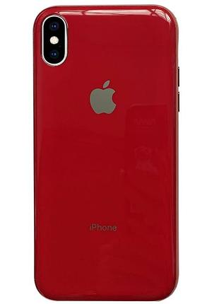 Чохол silicone glass case для iphone xs max (04) red червоний