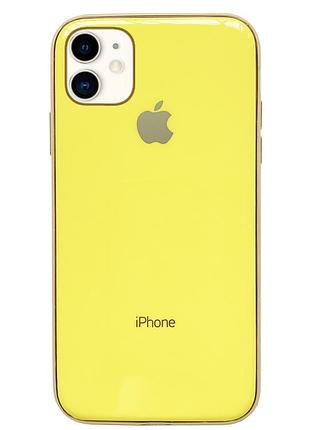Чехол silicone glass case для iphone 11 (11) yellow желтый