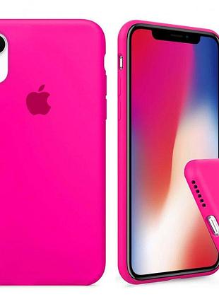Чехол silicone full case для iphone xr shiny pink ярко розовый