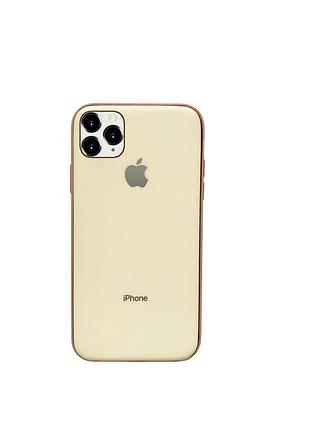 Чохол silicone glass case для iphone 11 pro (10) gold золотий
