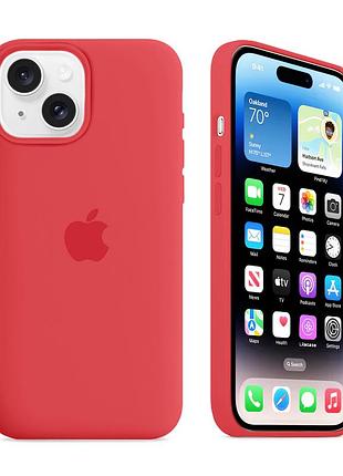 Чехол kassel silicone full case protective для iphone 14 с микрофиброй красный raspberry