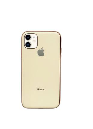 Чохол silicone glass case для iphone 11 (10) gold золотий
