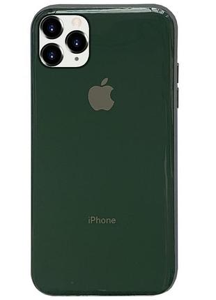 Чехол silicone glass case для iphone 11 pro max (09) forest green темно зеленый