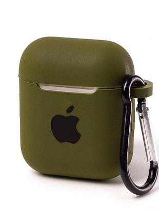 Чехол silicone case с карабином для airpods 1/2 - army green