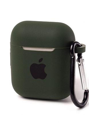 Чехол silicone case с карабином для airpods 1/2 - atrovirens
