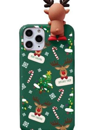 Чехол силиконовый новогодний для iphone 12 pro max merry christmas (04) олень