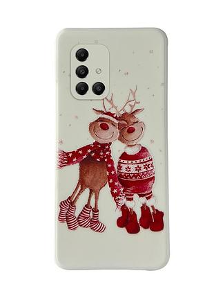 Чехол новогодний tpu для samsung a51 (07) олени пара merry christmas белый
