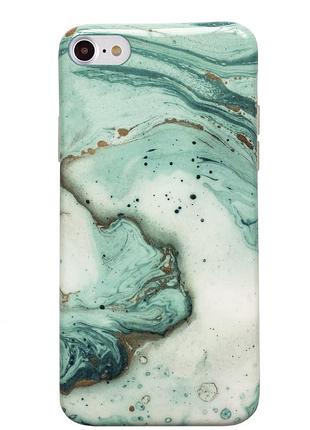 Чехол силиконовый мраморный для iphone 6/6s (05) sea blue бирюзовый