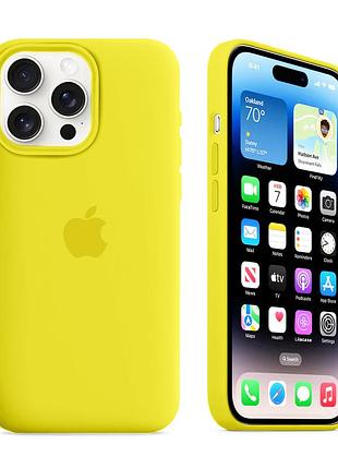 Чехол kassel silicone full case protective для iphone 15 pro max с микрофиброй желтый lemonade