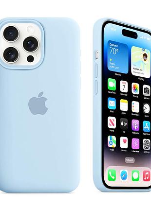 Чехол kassel silicone full case protective для iphone 15 pro max с микрофиброй голубой sky blue