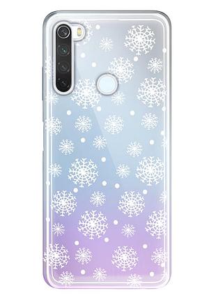 Чехол прозрачный новогодний clear для xiaomi redmi note 8 (05) снежинки