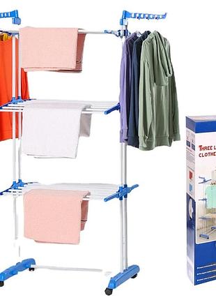 Складная сушилка для белья до 50 кг (172х73х64см) garment rack with wheels / многоярусная вешалка для одежды