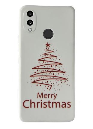 Чохол новорічний premium для samsung a10s (02) merry christmas tree білий