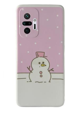 Чехол новогодний premium для xiaomi redmi note 10 (06) снеговик новогодний