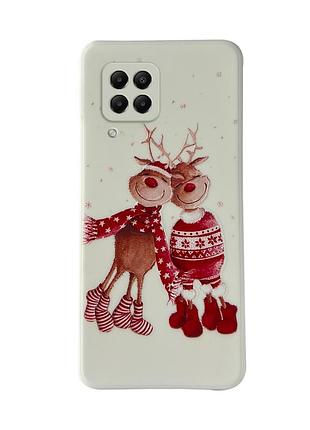 Чехол новогодний tpu для samsung a22 (07) олени пара merry christmas белый