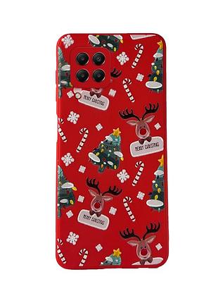 Чехол новогодний tpu для samsung a22 (08) елка merry christmas красный