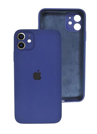 Чохол silicone case full camera protective для iphone 12 navy blue синій