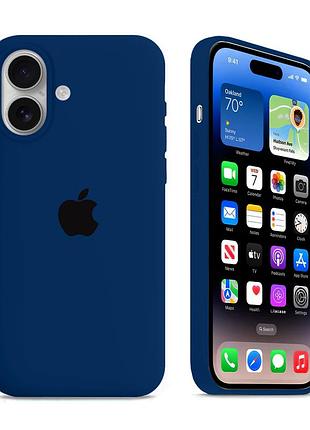 Чохол kassel silicone full case protective для iphone 16 з мікрофіброю темно-синій deep navy