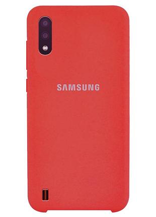 Чохол silicone case для samsung premium a01 camelia (15) світло-червоний