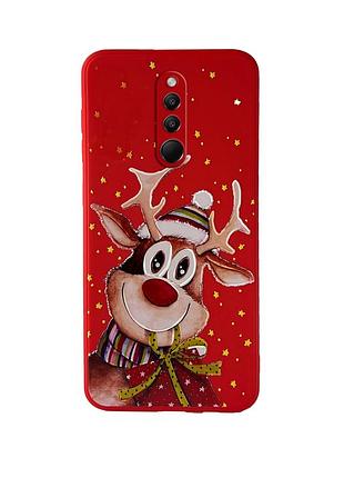Чохол новорічний tpu для xiaomi redmi 8 (06) олень merry christmas червоний