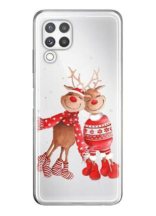Чехол прозрачный новогодний clear для samsung a22 (01) пара олени