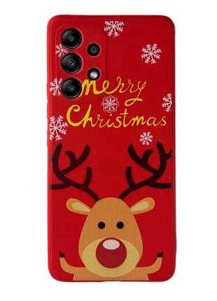 Чохол новорічний premium для samsung a13 (05) олень merry christmas червоний